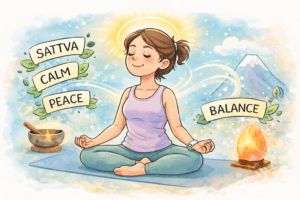 Ambajoga - a kötőerők és a jógagyakorló (karikatúra)